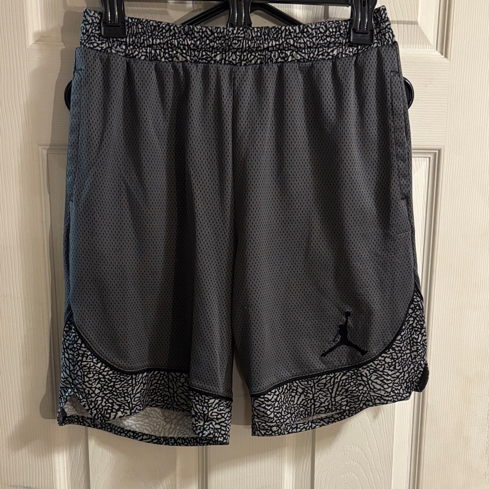 Jordan Gray Mesh Shorts with Black Logo